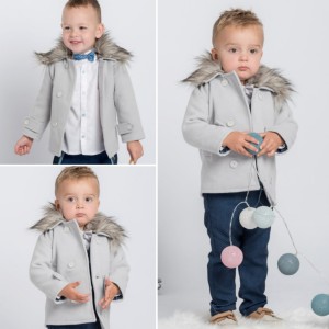 LaFerio Jungenmantel aus Fleece mit Fell