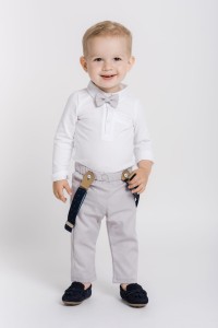 LaFerio Baweg Graue elegante Hose für einen Taufjungen