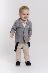 LaFerio Baweg Elegante beige Hose für einen Taufjungen