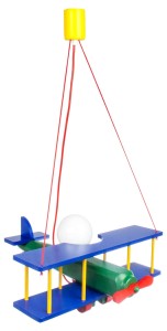 Hellux  Große Deckenleuchte für Kinder - Flugzeug - Holz